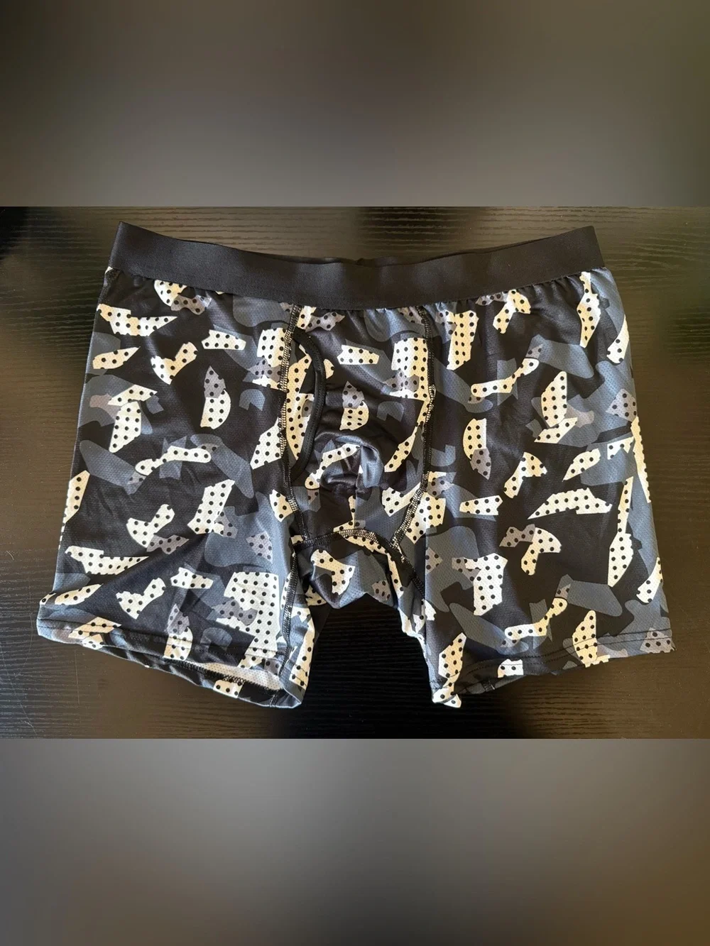 Men's Black & Gray Patterned Boxer Briefs